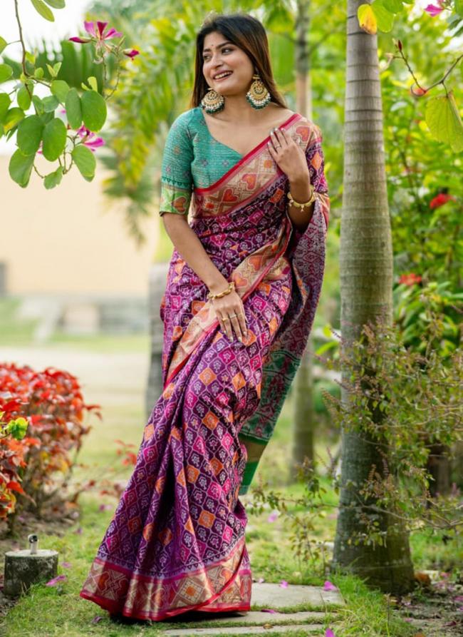 Soft Banarasi Silk Purple Traditional Wear Weaving Saree